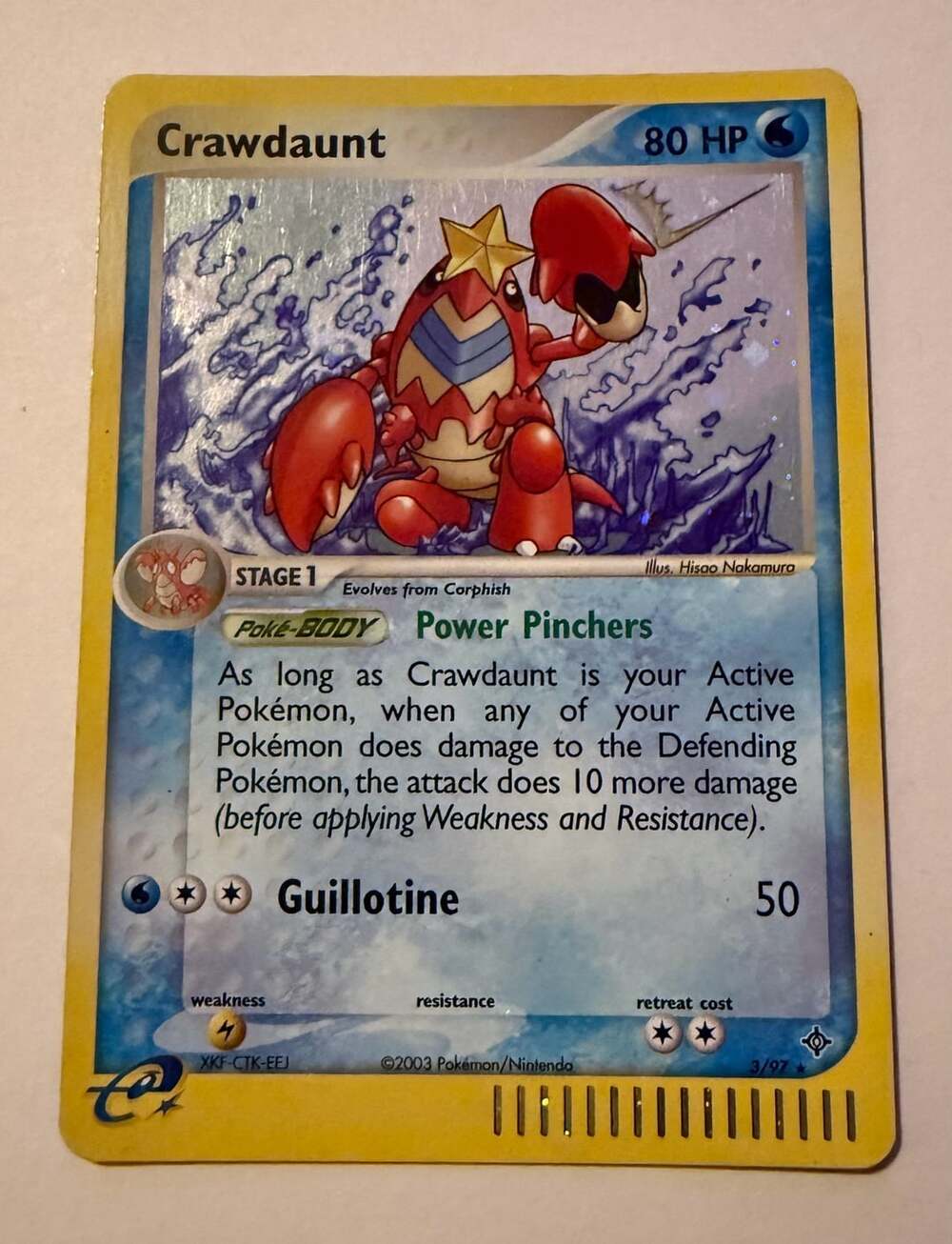 Pokemon Crawdaunt 3/97 Holo EX Sandstorm 2003